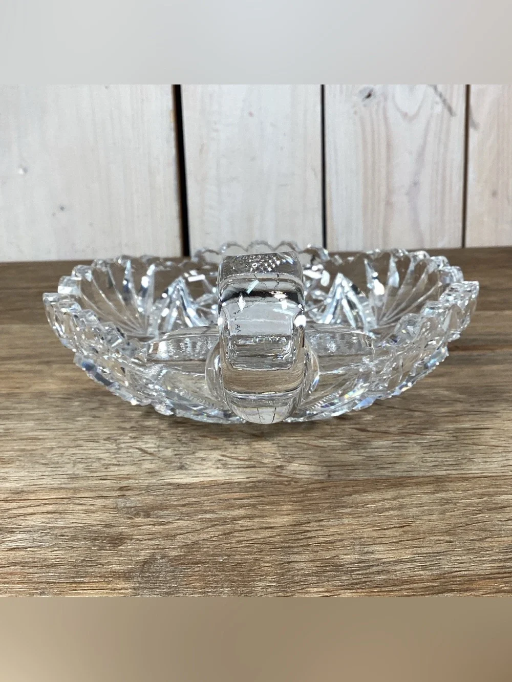 Vintage Brilliant Cut Crystal Nappy Dish with Cocktail Fork